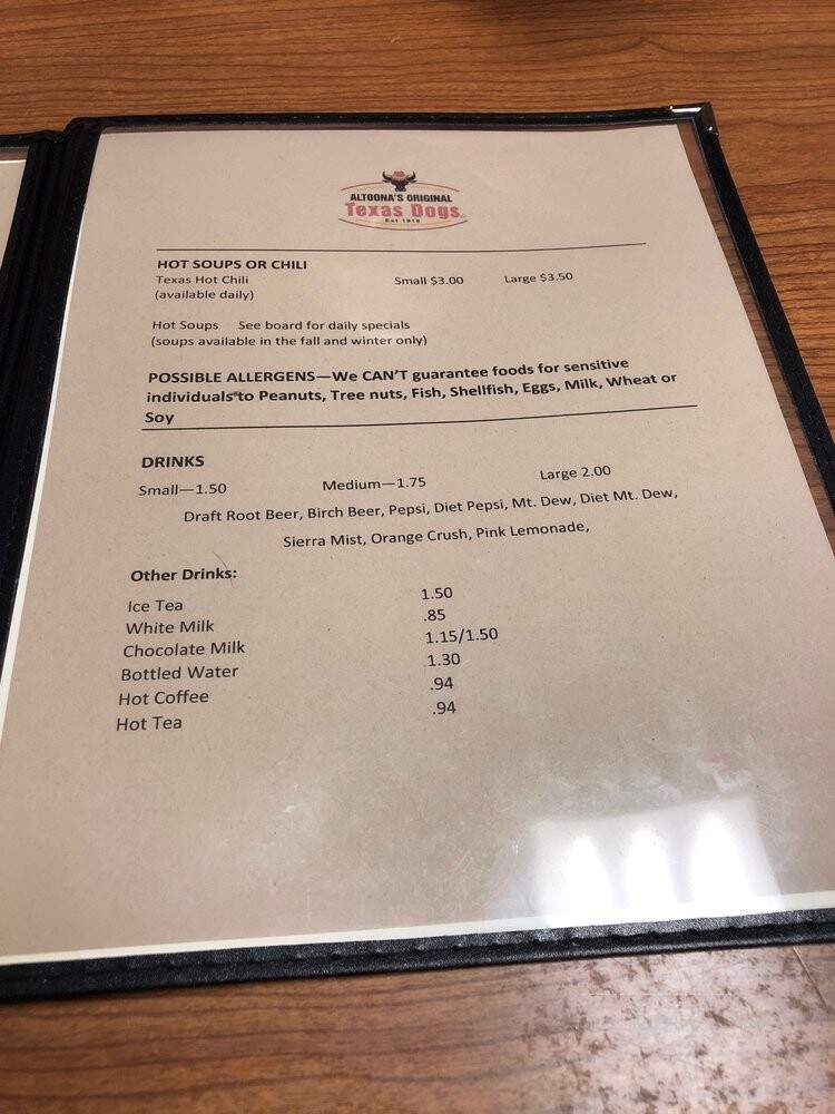 Texas Hotdogs of Altoona - Altoona, PA menu_pic