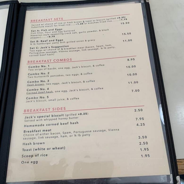 Jack's Good Eats - Honolulu, HI menu_pic
