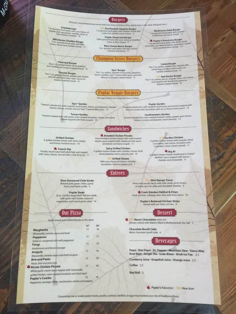 Poplar Street Pub - Salt Lake City, UT menu_pic