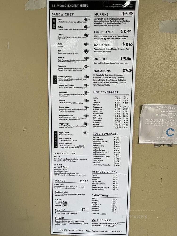 Belwood Bakery - Los Angeles, CA menu_pic