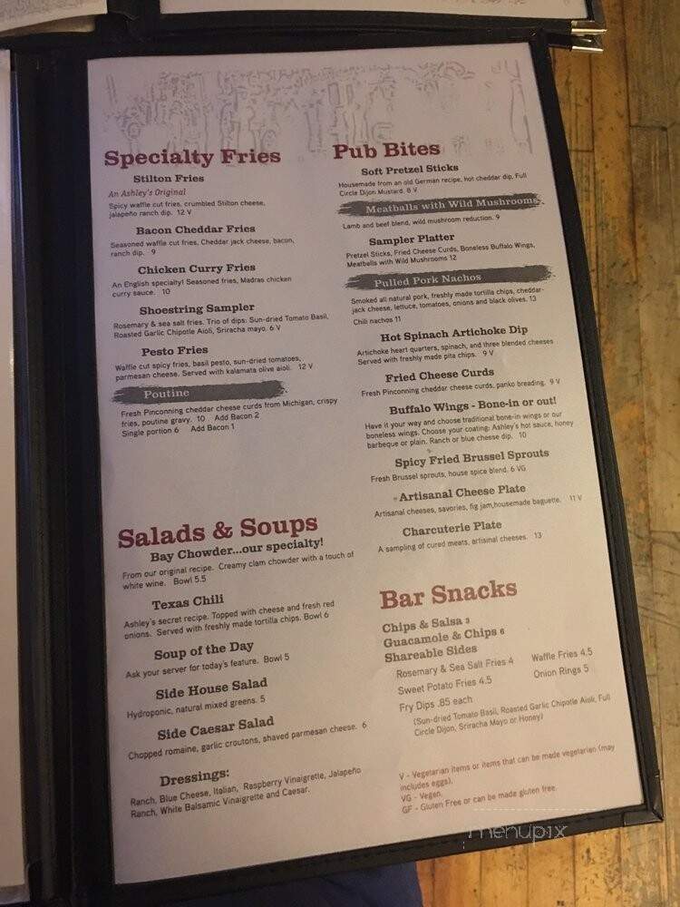 Ashley's Restaurant & Lounge - Lansing, MI menu_pic