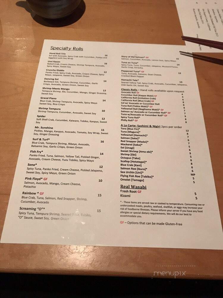 Sono Raleigh - Raleigh, NC menu_pic