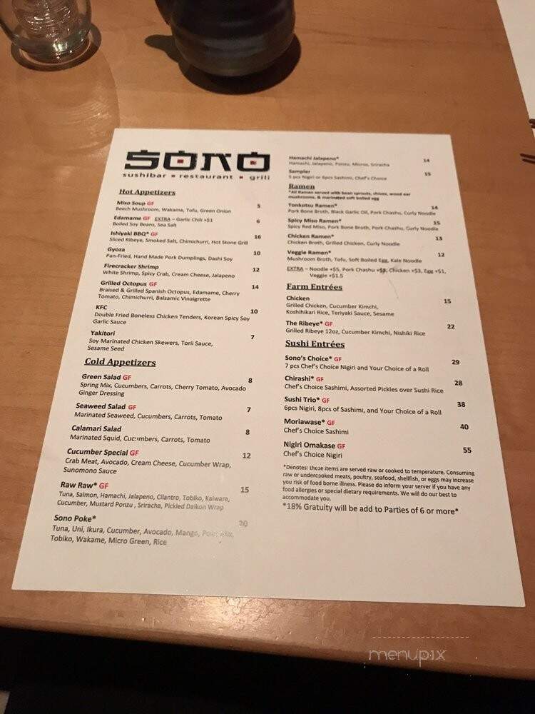 Sono Raleigh - Raleigh, NC menu_pic