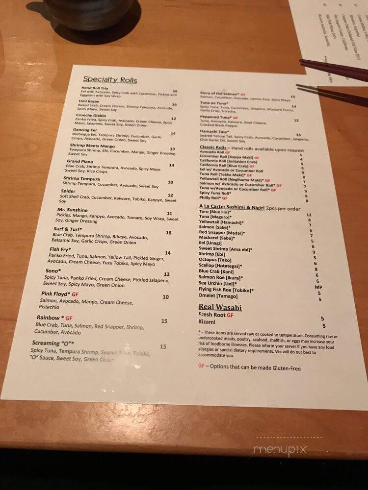 Sono Raleigh - Raleigh, NC menu_pic