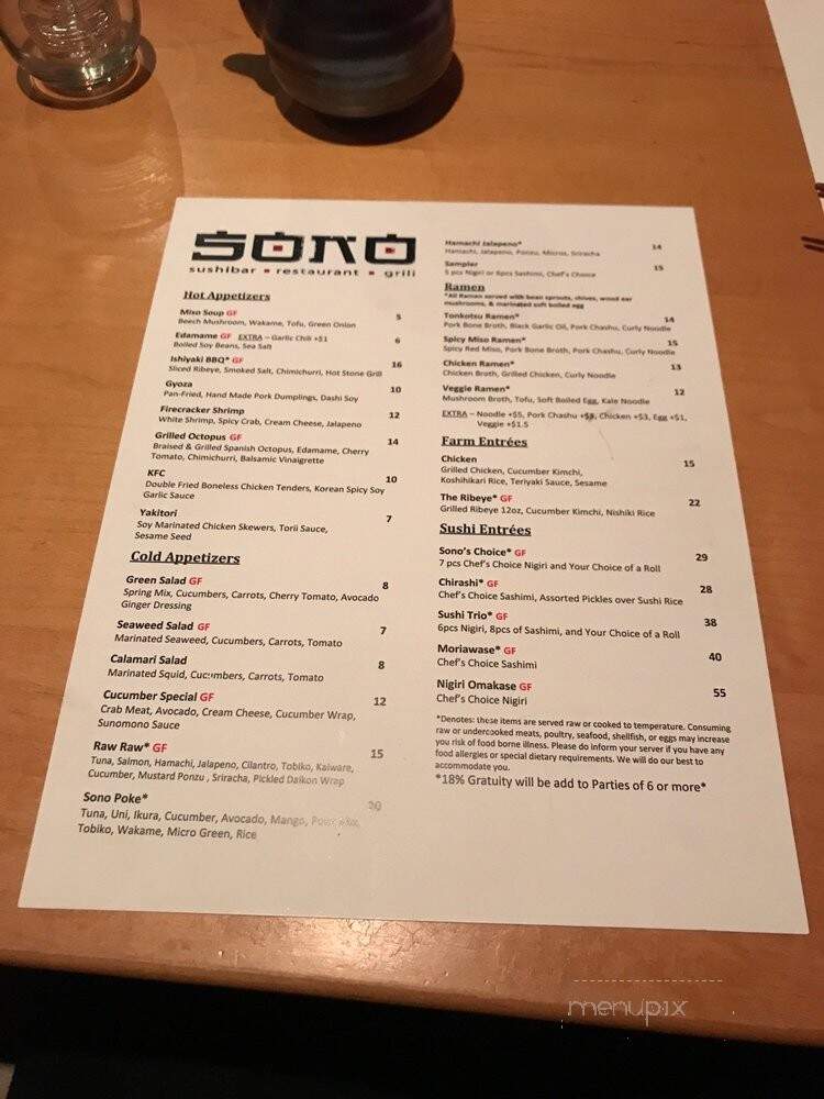 Sono Raleigh - Raleigh, NC menu_pic