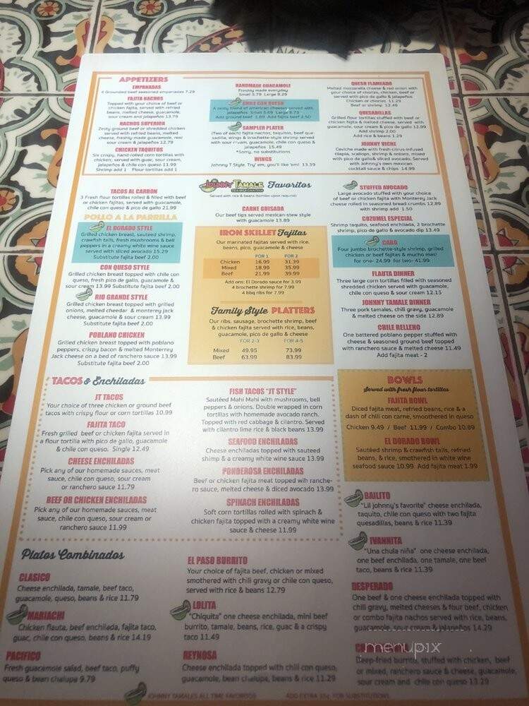 Johnny Tamale Cantina - Pasadena, TX menu_pic