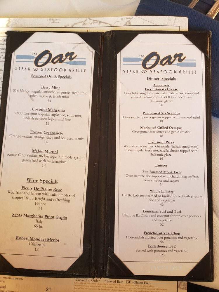 Oar Steak Seafood Grill - Patchogue, NY menu_pic