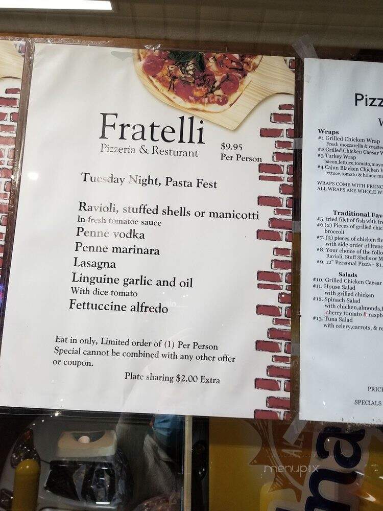 Fratelli Pizzeria Restaurant - Staten Island, NY menu_pic