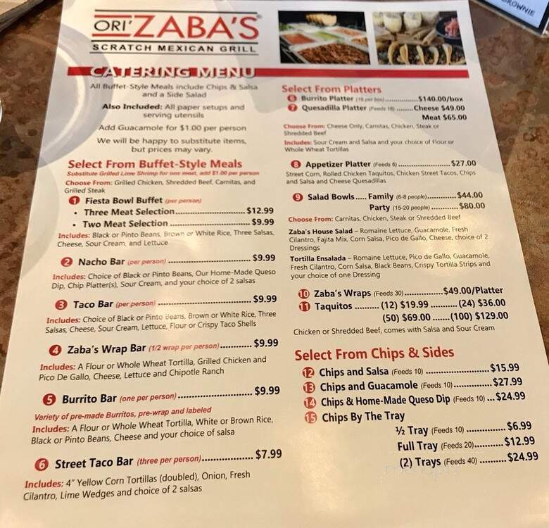 Zaba's Mexican Grill - Las Vegas, NV menu_pic
