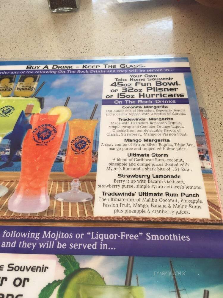 Tradewinds Waterfront Bar & Grill - Miami, FL menu_pic