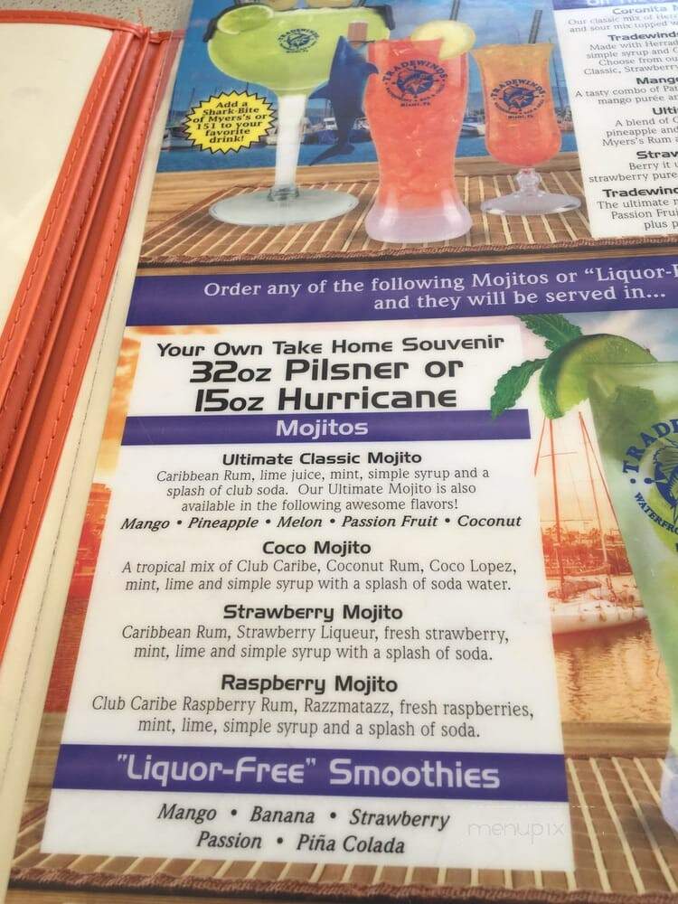 Tradewinds Waterfront Bar & Grill - Miami, FL menu_pic