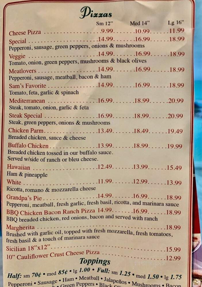 Uptown Pizza & Subs - Land O'Lakes, FL menu_pic
