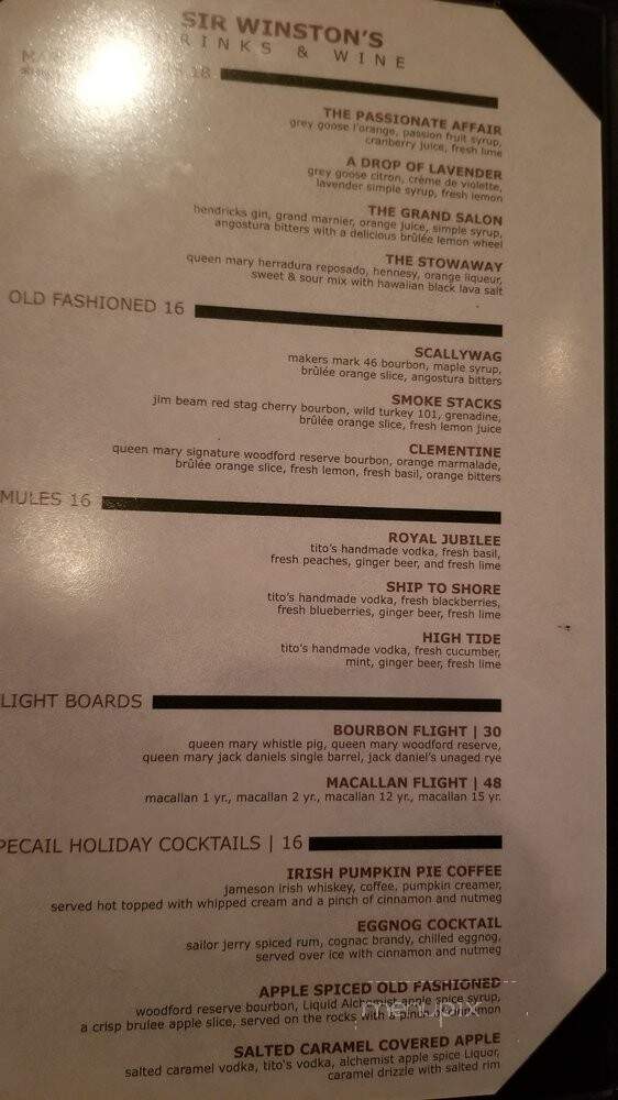 Sir Winston's - Long Beach, CA menu_pic