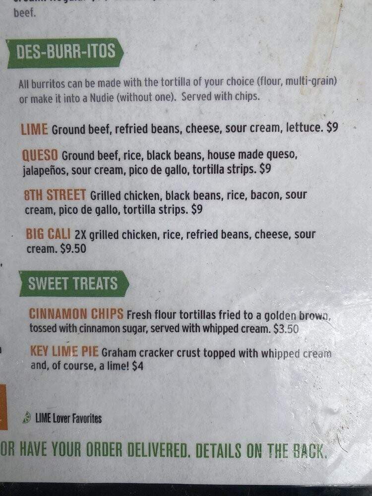 Lime Fresh Mexican Grill - Pembroke Pines, FL menu_pic