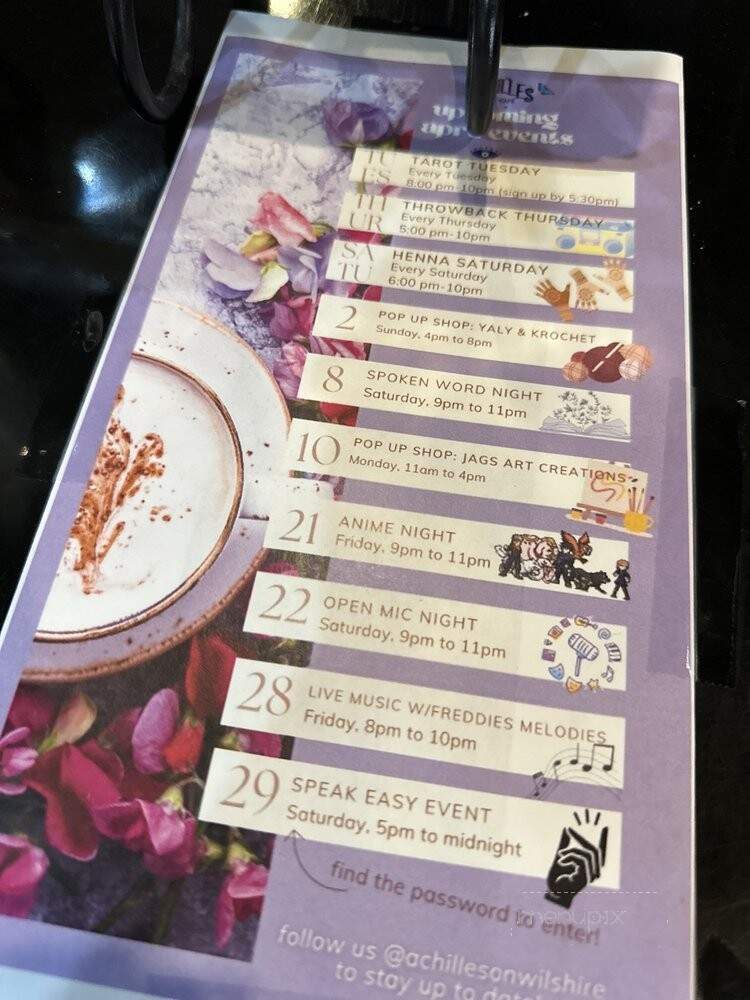 Achilles Art Coffee Shop - Orlando, FL menu_pic