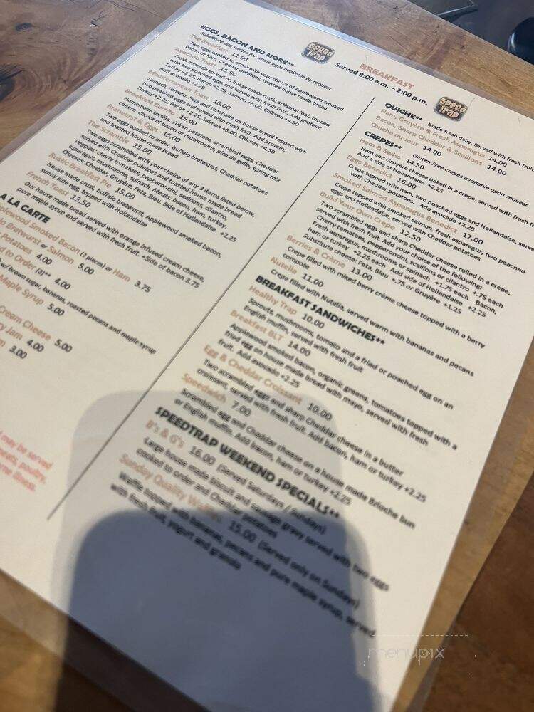 Speed Trap Incorporated - Palmer Lake, CO menu_pic
