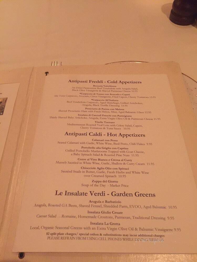 La Grotta - Atlanta, GA menu_pic