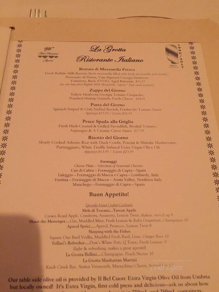 La Grotta - Atlanta, GA menu_pic