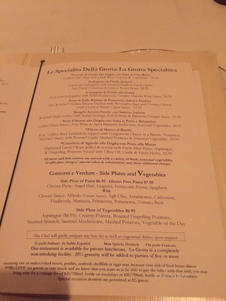 La Grotta - Atlanta, GA menu_pic