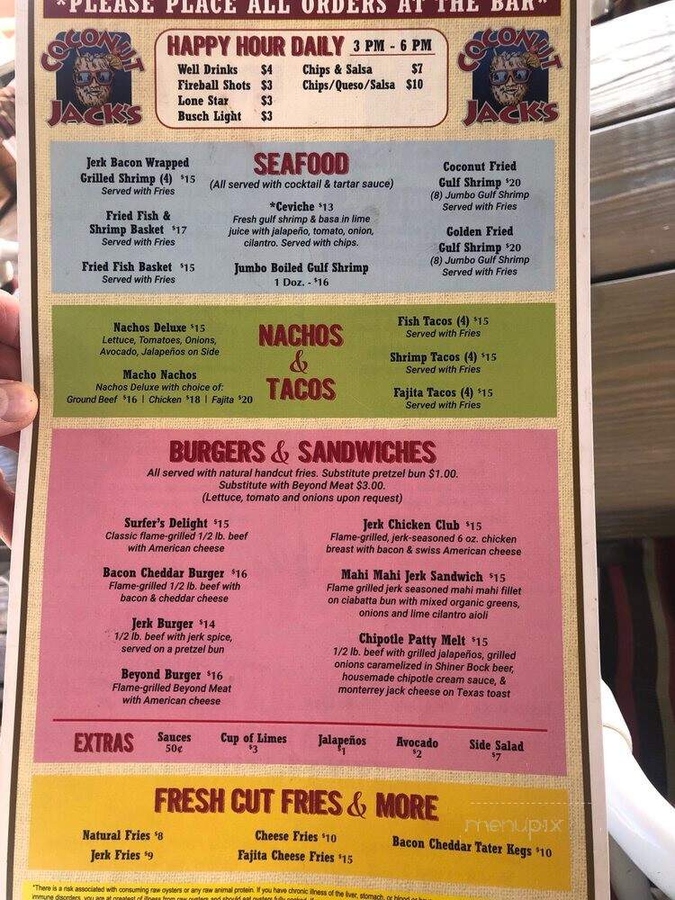 Coconuts Bar & Grill - South Padre Island, TX menu_pic