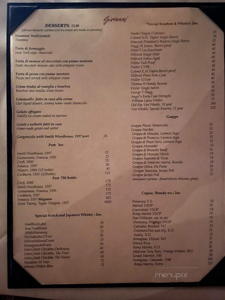 Giovanni Ristorante - Nashville, TN menu_pic