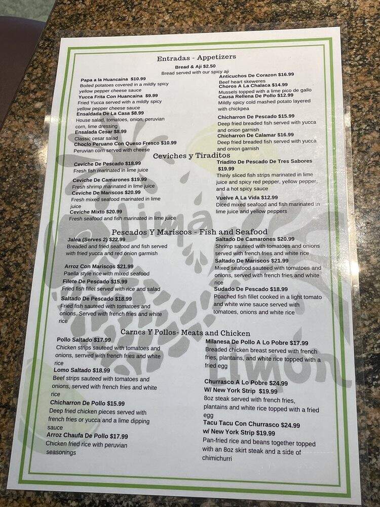 Lima Limon Peruvian Restaurant - Santa Clarita, CA menu_pic