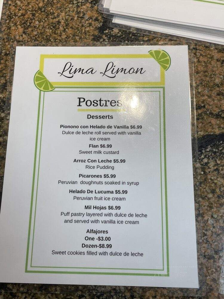 Lima Limon Peruvian Restaurant - Santa Clarita, CA menu_pic