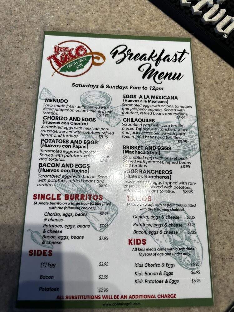 Don Taco - Fort Worth, TX menu_pic