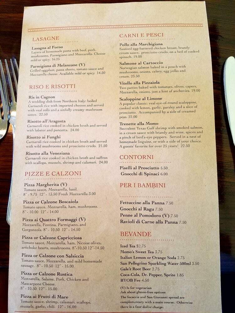 Momo's Italian Specialties Pasta Express - Dallas, TX menu_pic