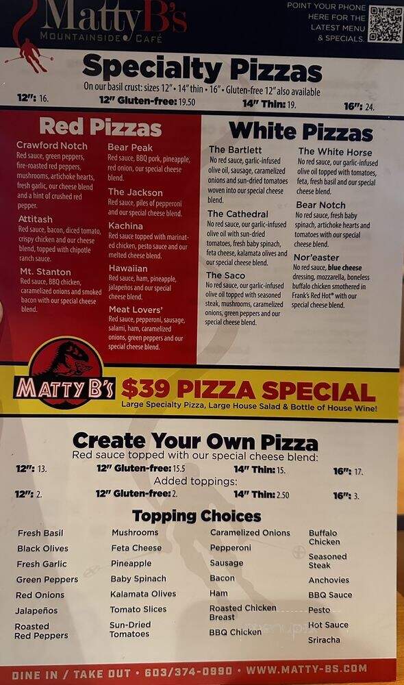 Matty B's Mountainside Cafe - Hart's Location, NH menu_pic