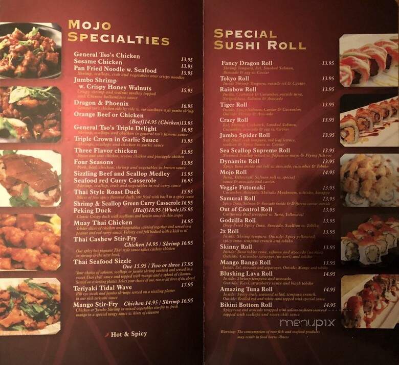 Mojo Asian Cusine & Sushi Bar - Lititz, PA menu_pic