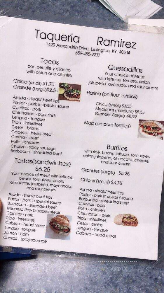 Tortilleria - Lexington, KY menu_pic