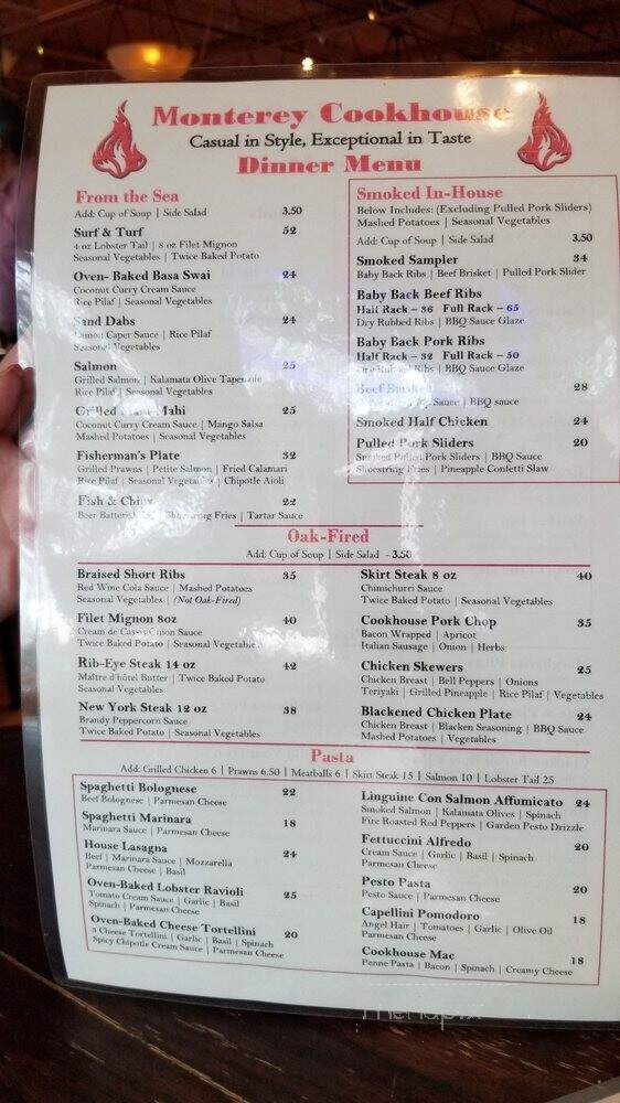 Monterey Cookhouse - Monterey, CA menu_pic