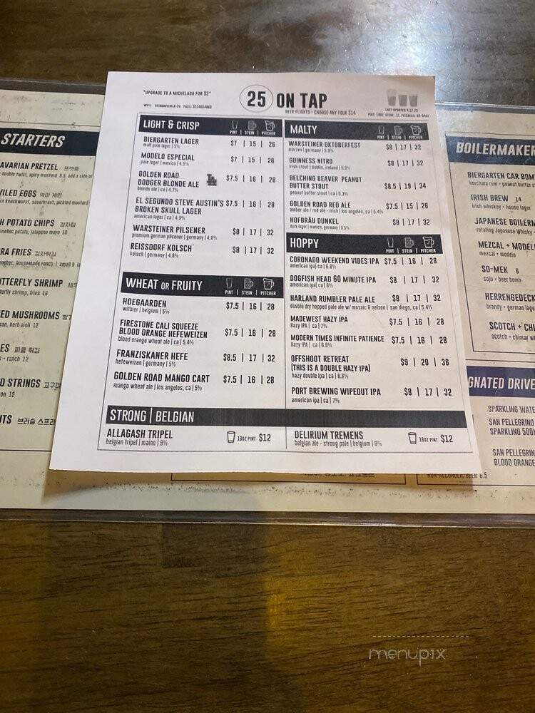 Biergarten - Los Angeles, CA menu_pic