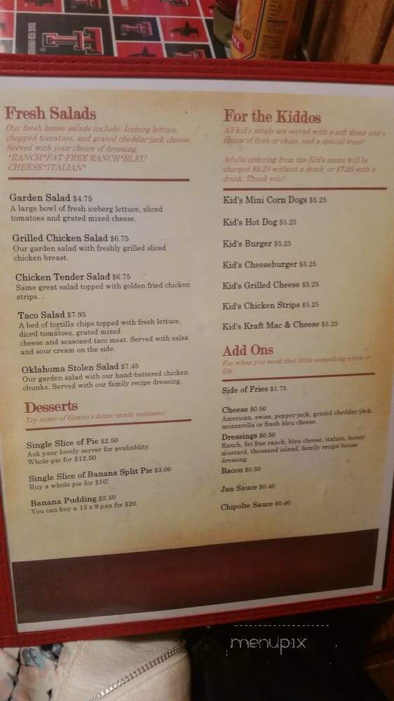 Mr. B's Burger Pub - Pantego, TX menu_pic