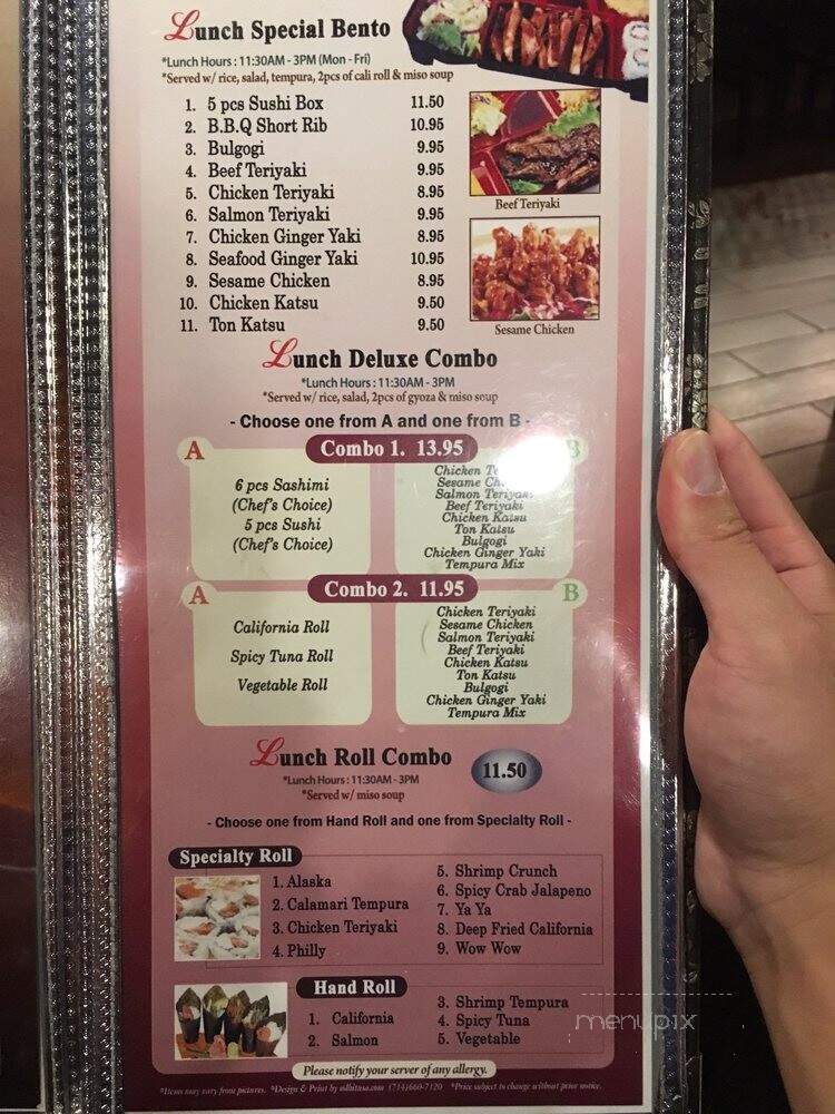 Tsuruya Sushi - San Diego, CA menu_pic