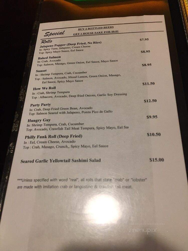 Tsuruya Sushi - San Diego, CA menu_pic