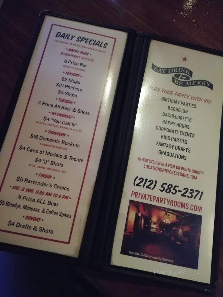 Oak Cellar - New York, NY menu_pic