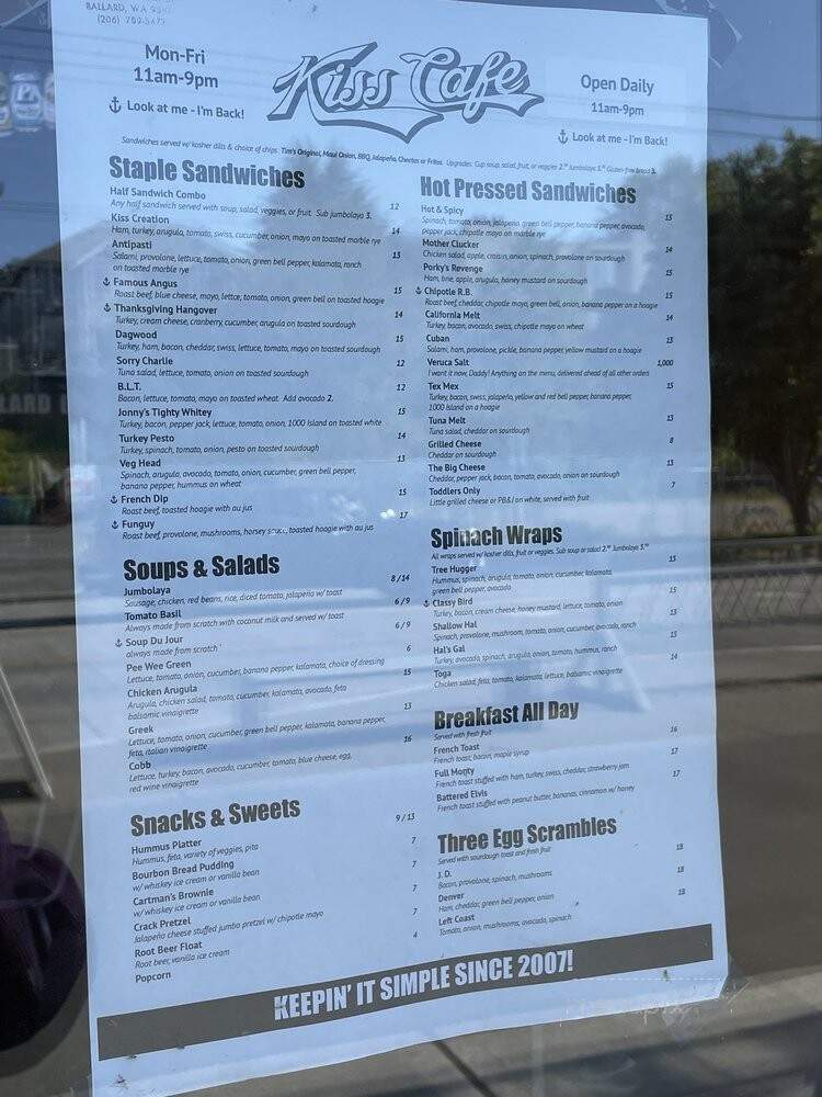 K.I.S.S. Cafe & Wine Bar - Seattle, WA menu_pic