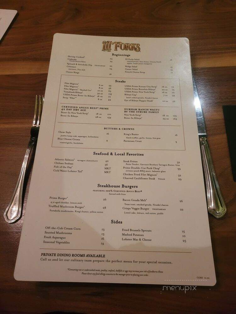 III Forks Steakhouse - Jacksonville, FL menu_pic