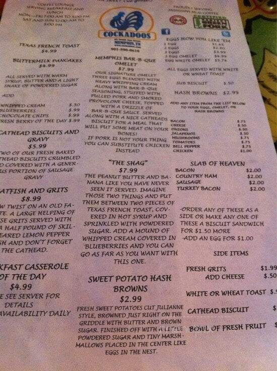 Cockadoos - Memphis, TN menu_pic