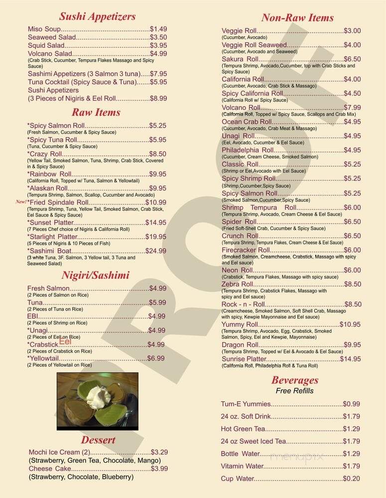Sakuru Japanese Restaurant - Hendersonville, NC menu_pic