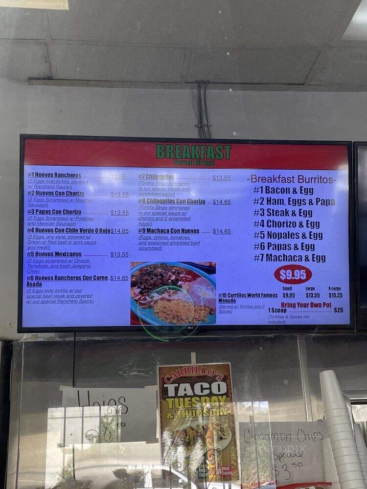 Carillo's Tortilleria - San Fernando, CA menu_pic