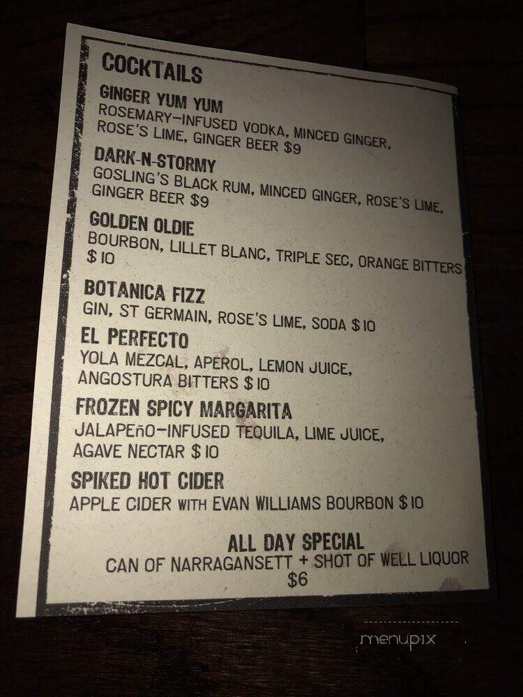 Botanica Bar - New York, NY menu_pic