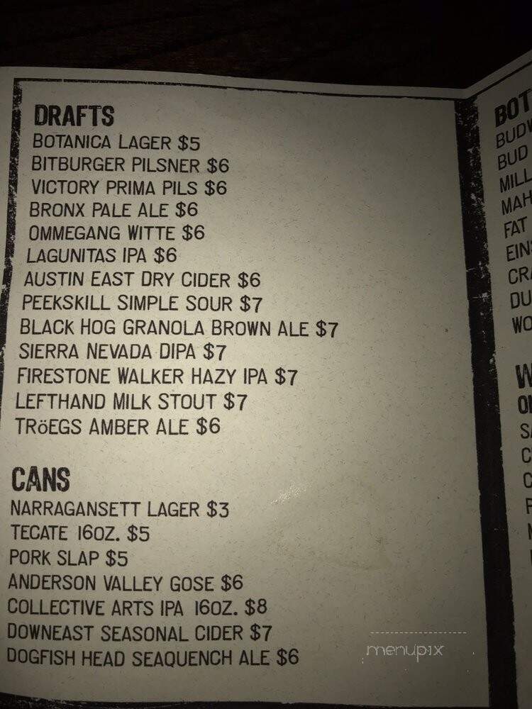 Botanica Bar - New York, NY menu_pic