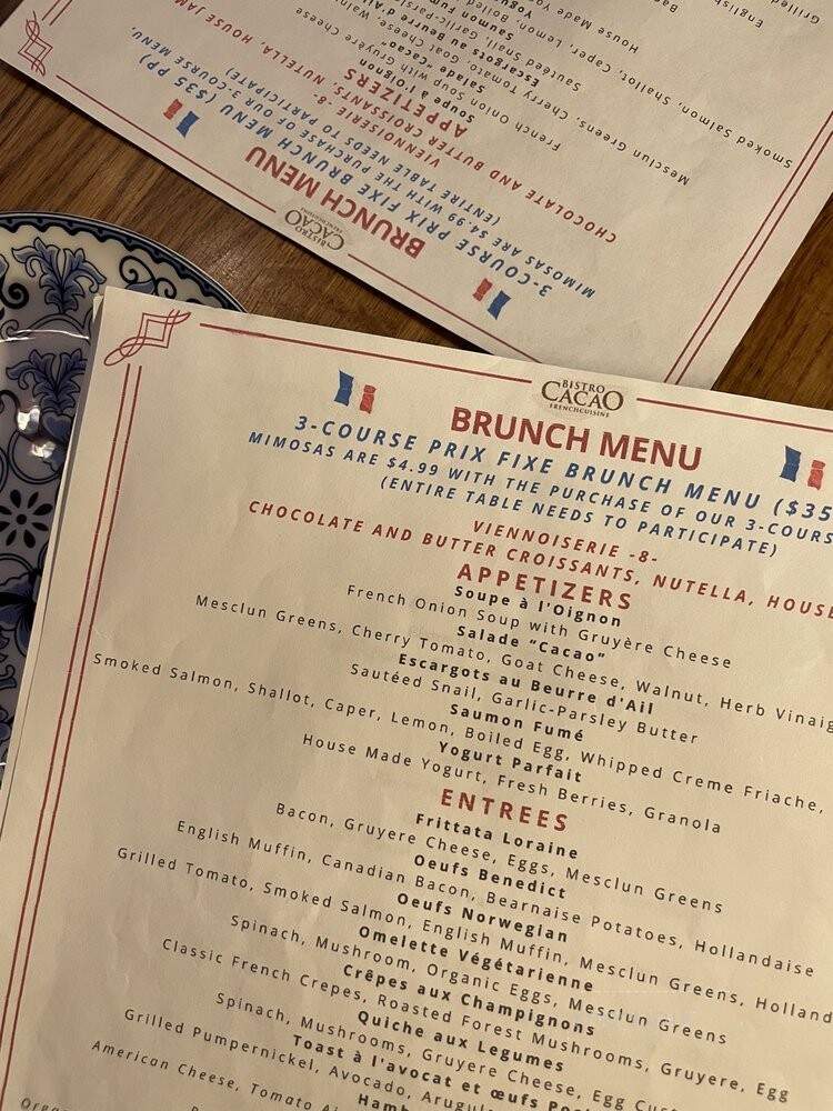 Bistro Cacao - Washington, DC menu_pic