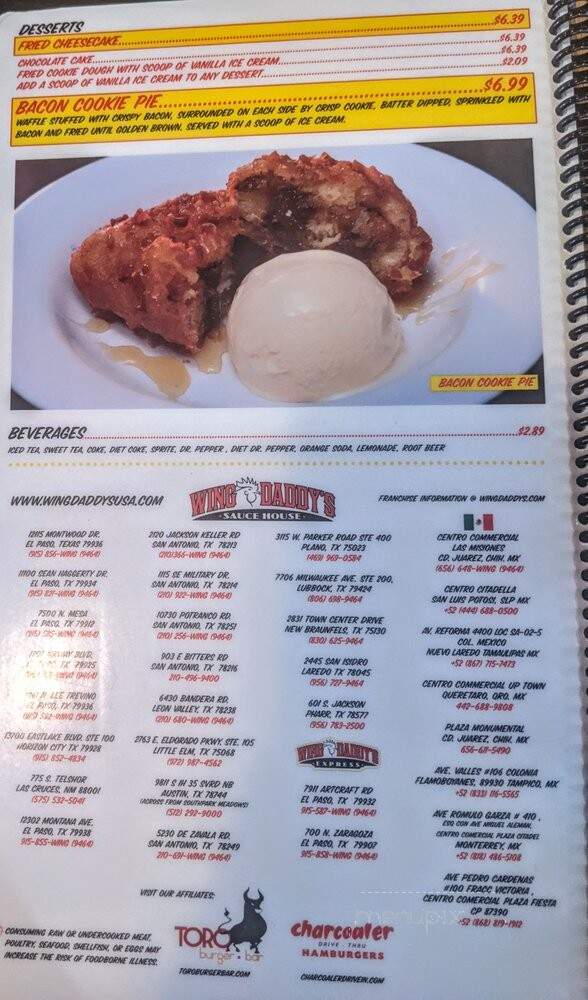 Wing Daddy's - Dallas, TX menu_pic