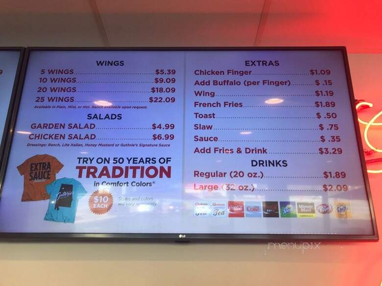 Guthries Golden Fried Chicken Fingers - Moulton, AL menu_pic