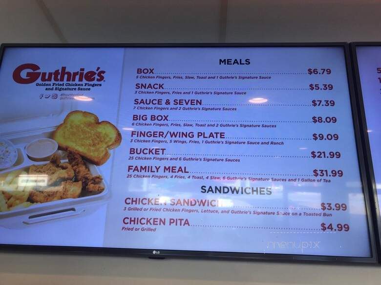Guthries Golden Fried Chicken Fingers - Moulton, AL menu_pic