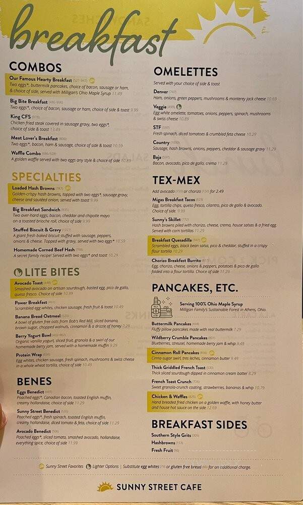 Sunny Street Cafe - Dublin, OH menu_pic
